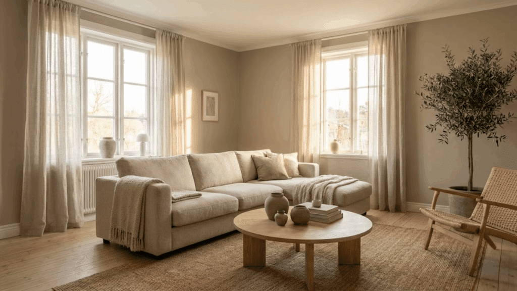 use a warm neutral color palette