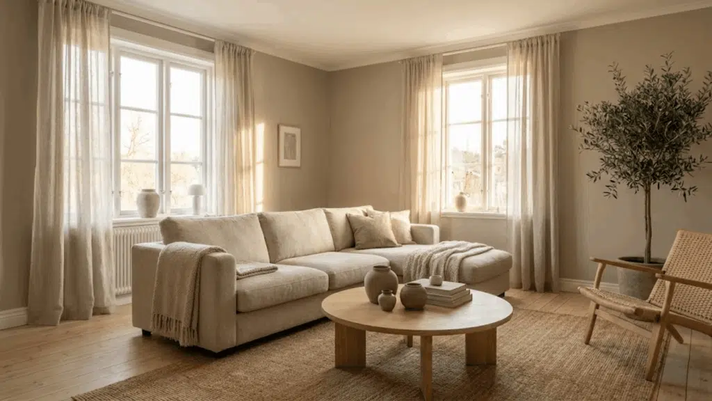 use a warm neutral color palette