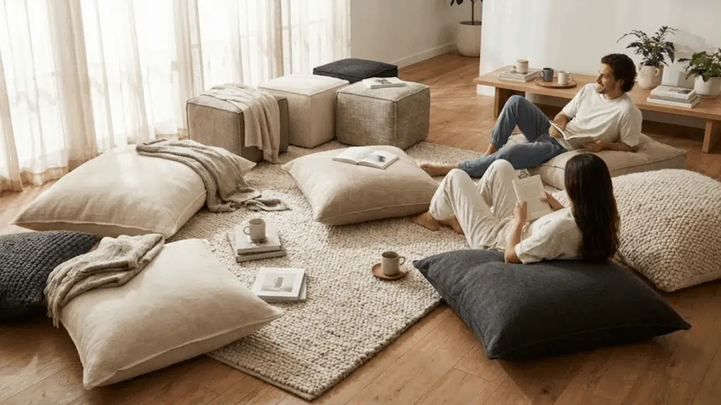 use modular seating or floor cushions for versatility