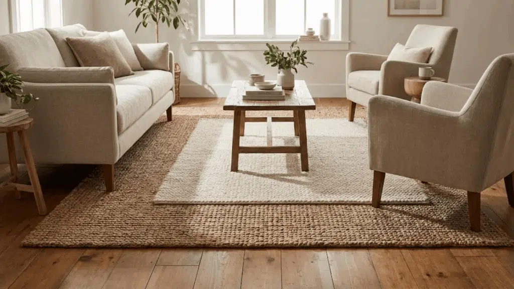 use rugs to define zones and add softness