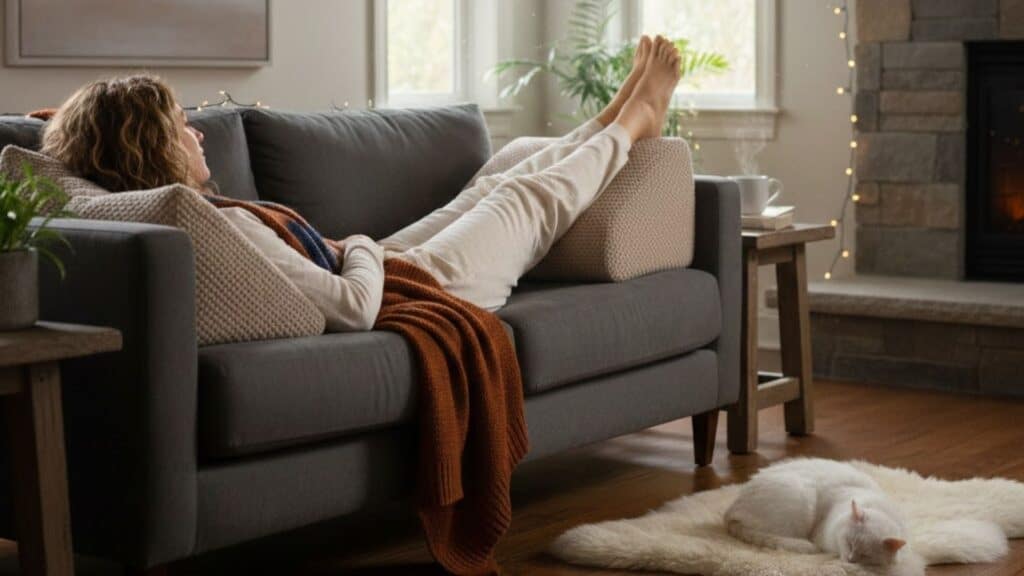 using a wedge pillow for leg elevation and circulation