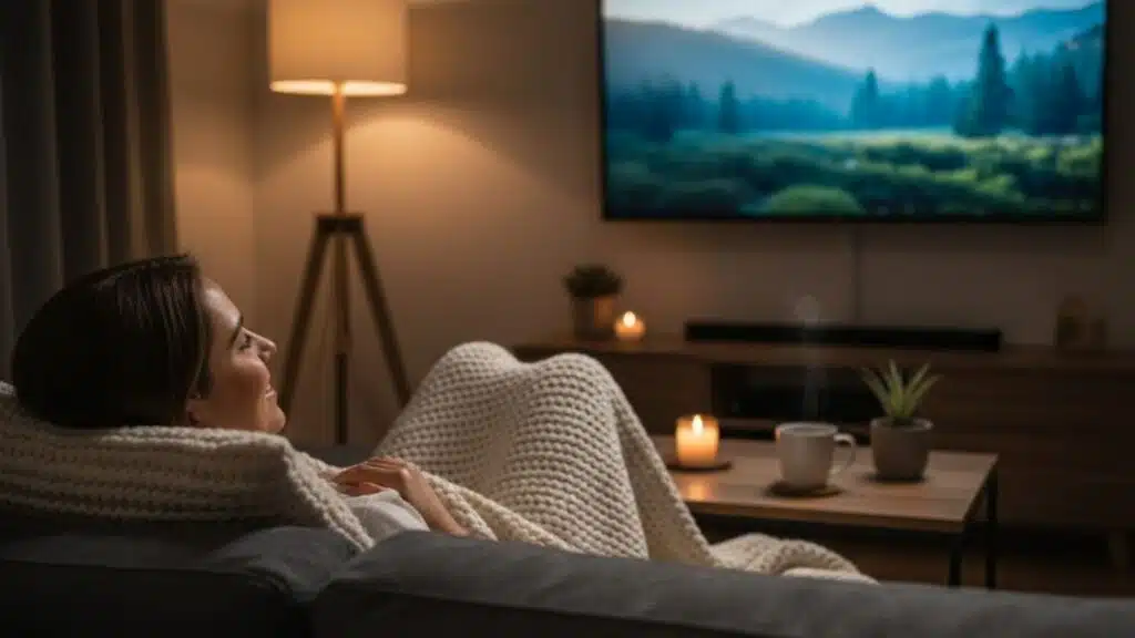 watching calming movies or tv shows