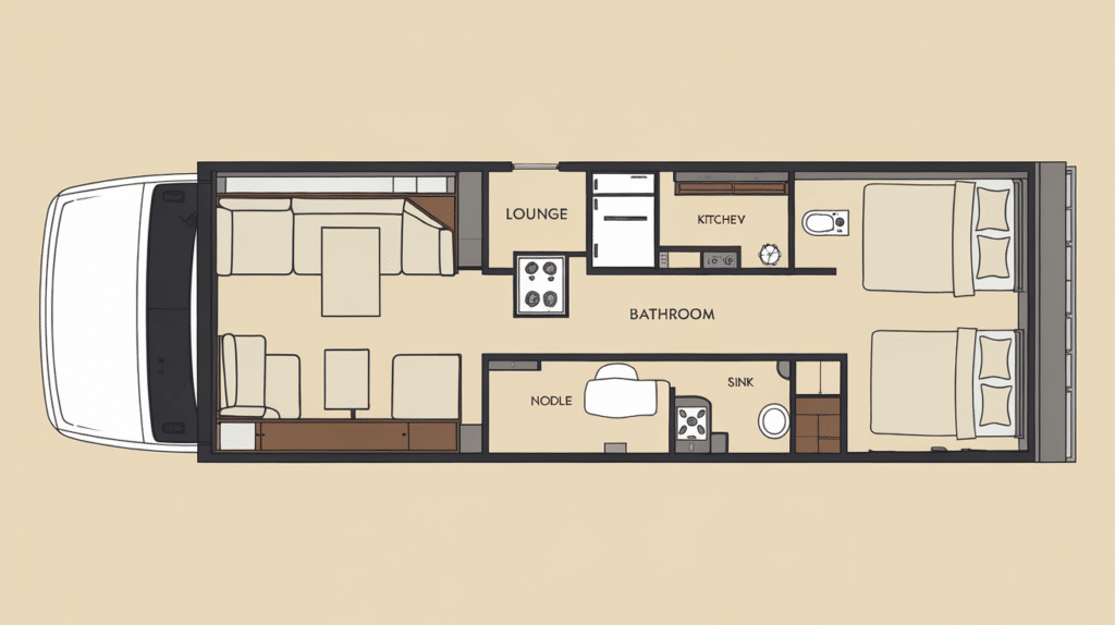 Front Lounge with Rear Bedrooms