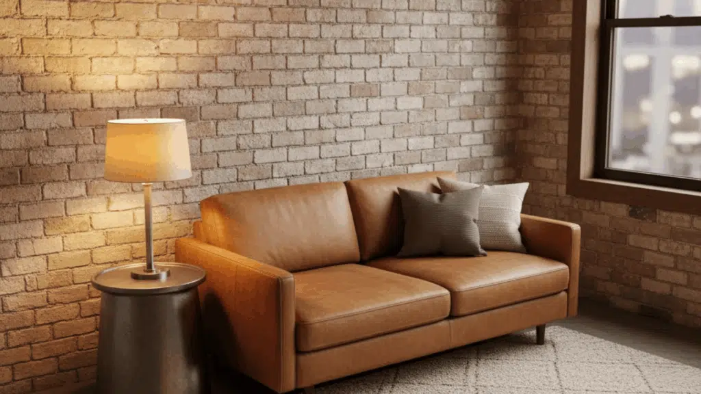 compact leather or faux leather seating