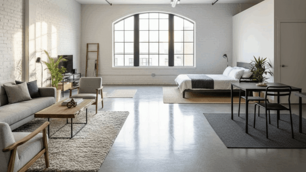 concrete or polished flooring for a raw look