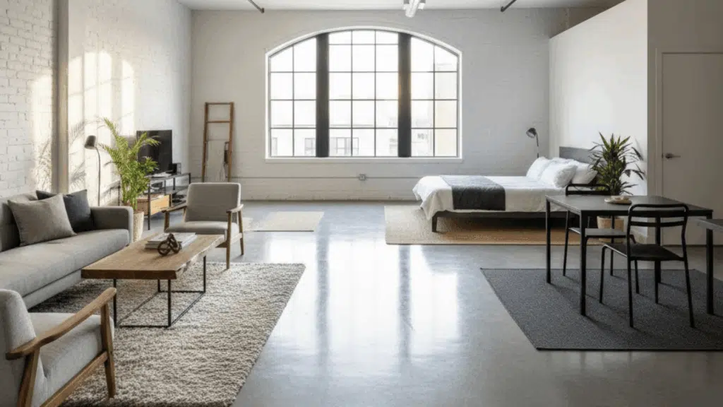 concrete or polished flooring for a raw look
