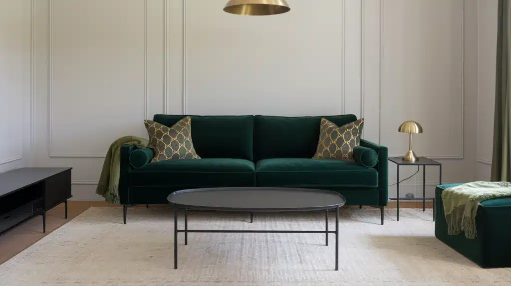 dark green sofa
