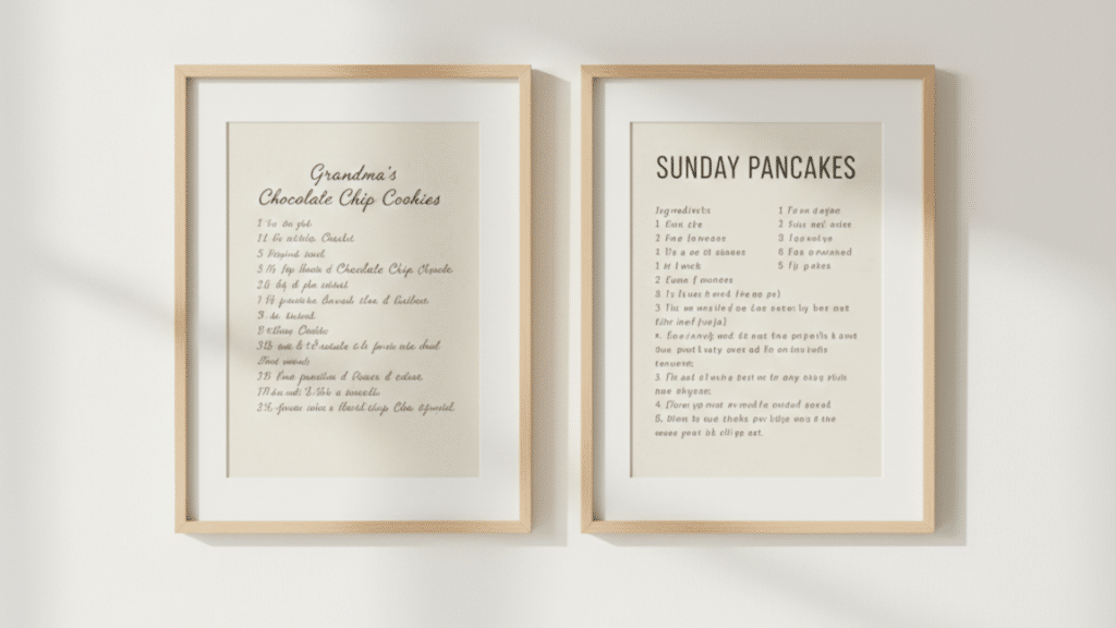 framed recipe print