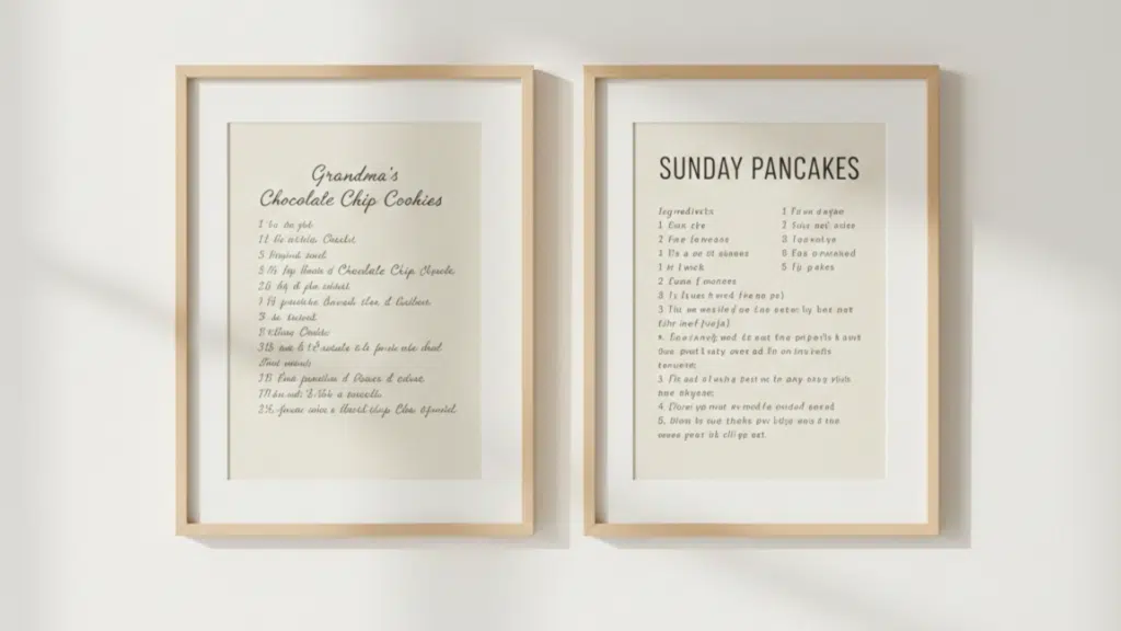framed recipe print