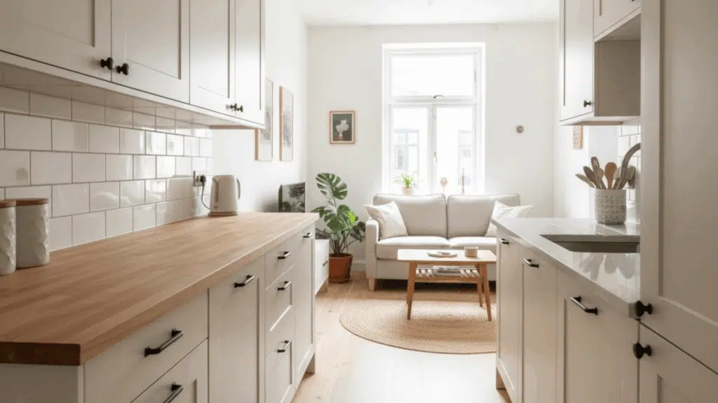 galley kitchen open on one side