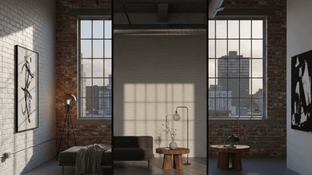 mirrors to visually expand the loft