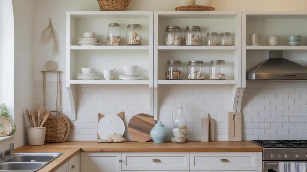 open kitchen shelving