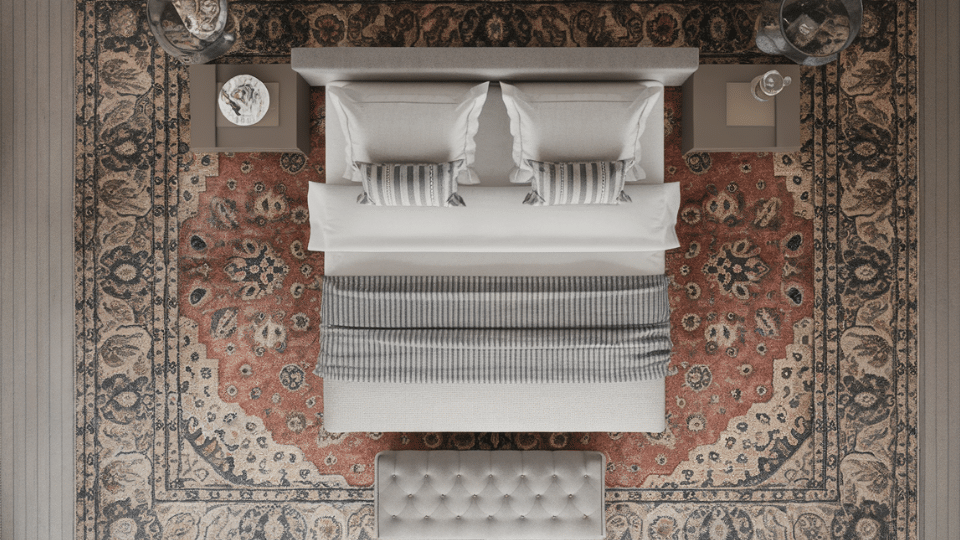 rug fully under the bed