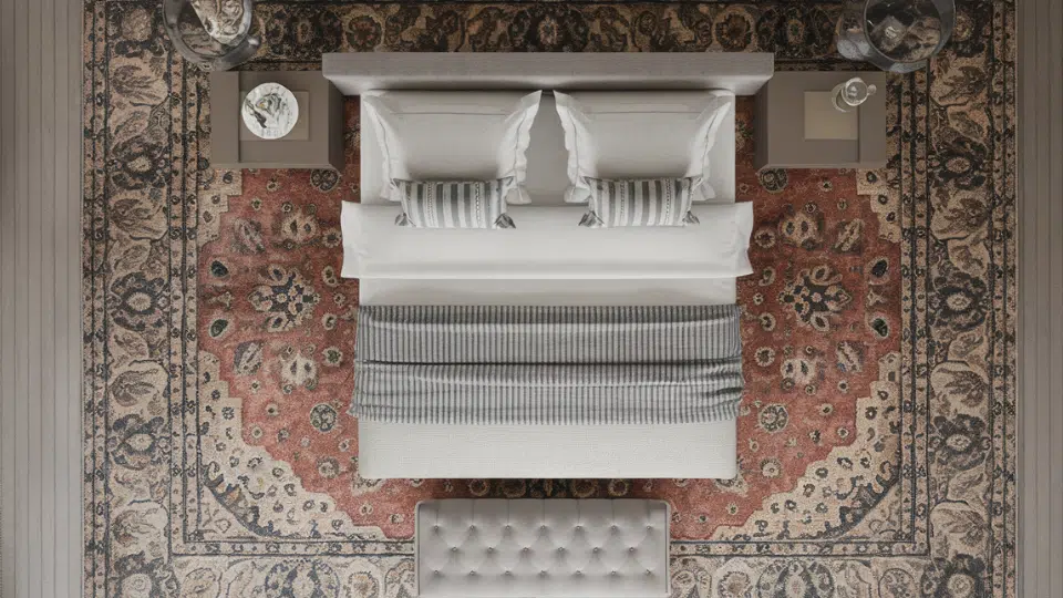 rug fully under the bed