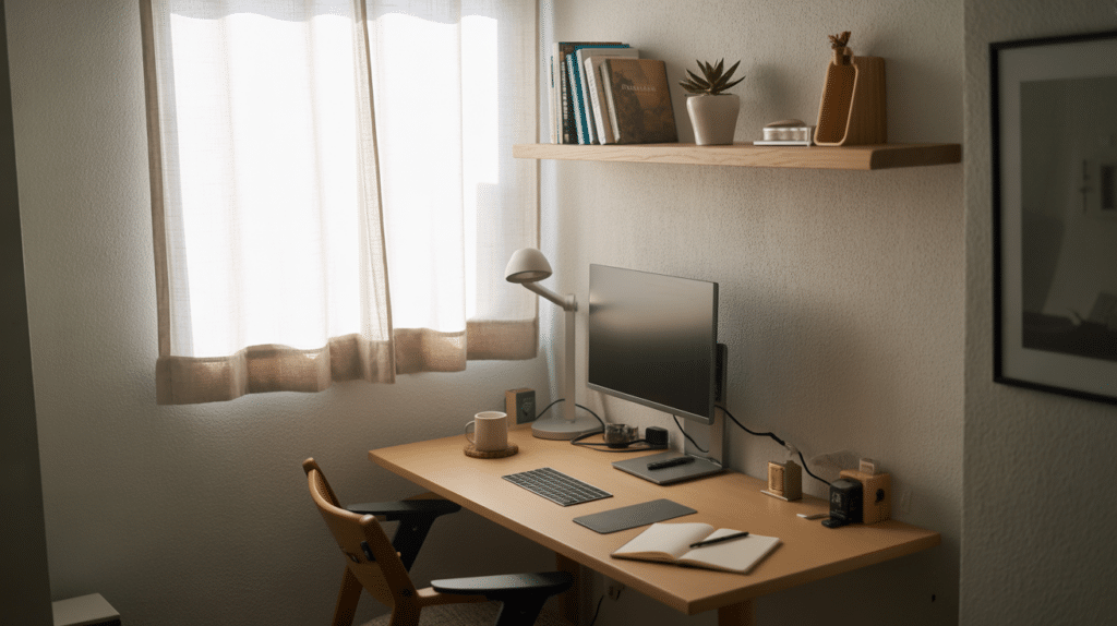 slim desk for corner setup