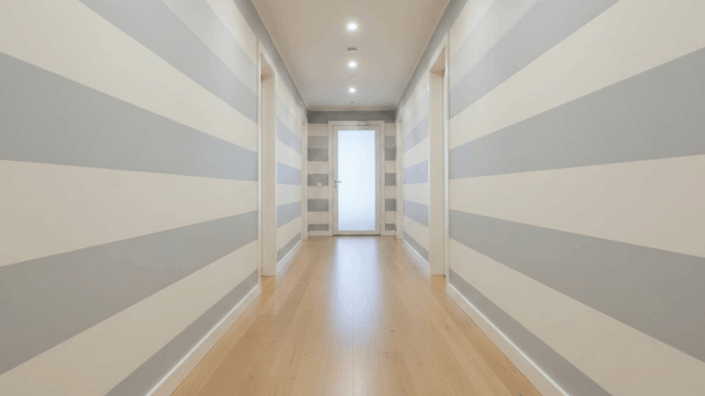 use horizontal stripes to stretch the space