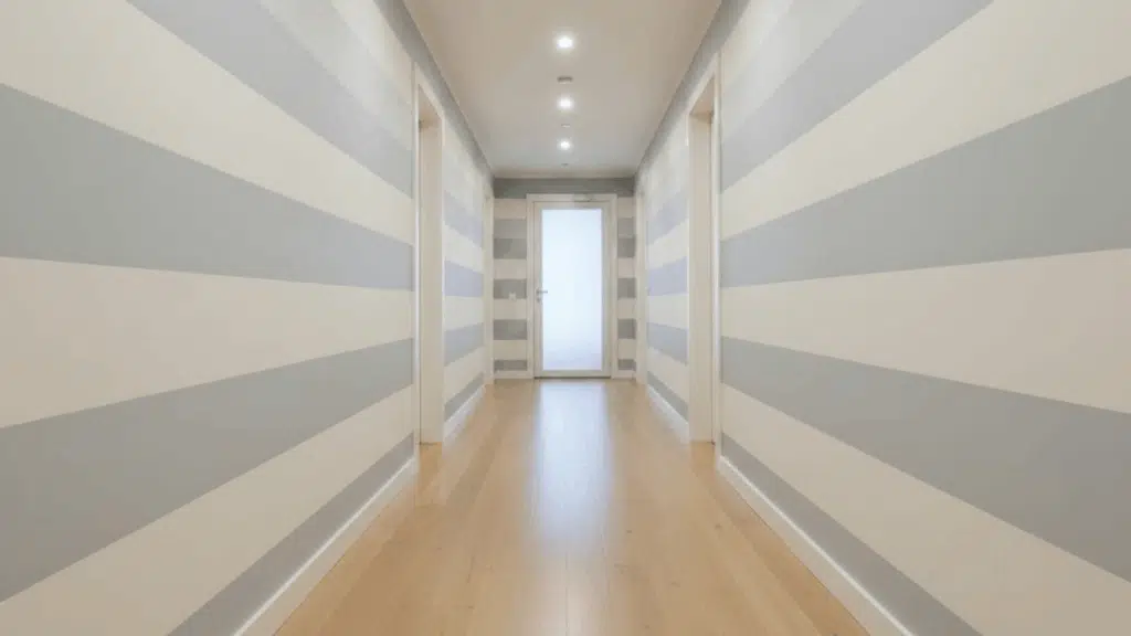 use horizontal stripes to stretch the space