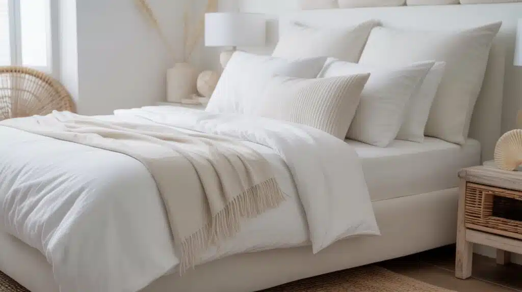 white bedding