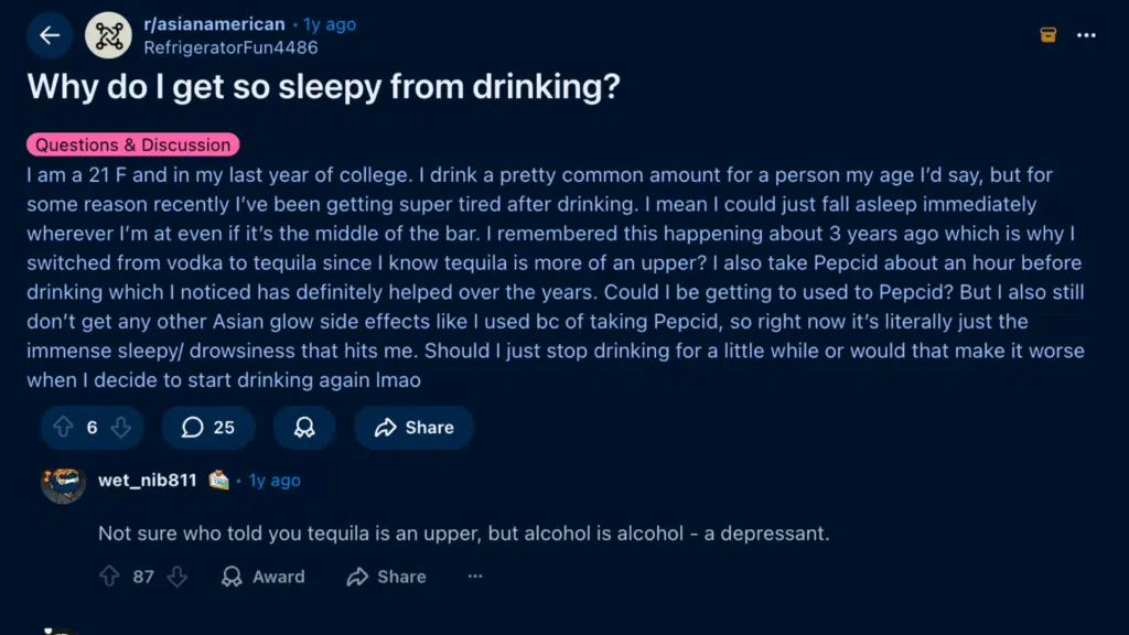 why alcohol makes some people sleepy