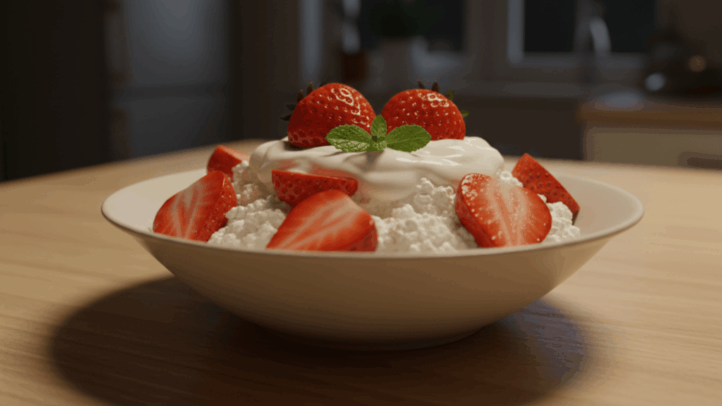 Strawberries With Cottage Cheese or Yogurt