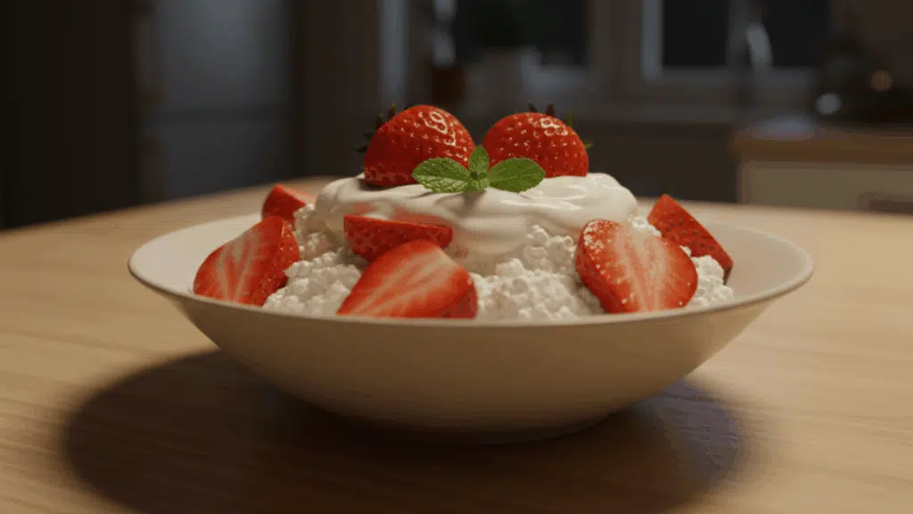 Strawberries With Cottage Cheese or Yogurt