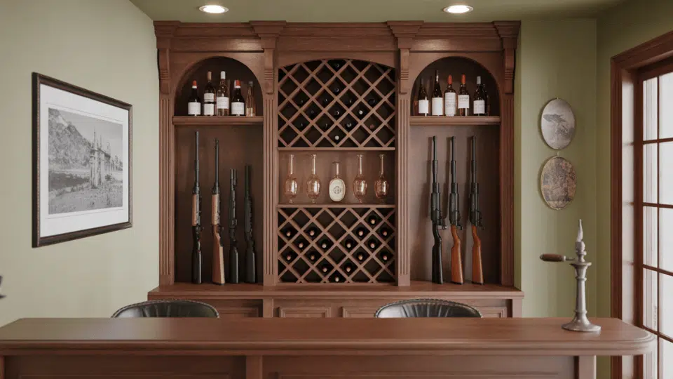 built in gun cabinet in a bar or wine rack