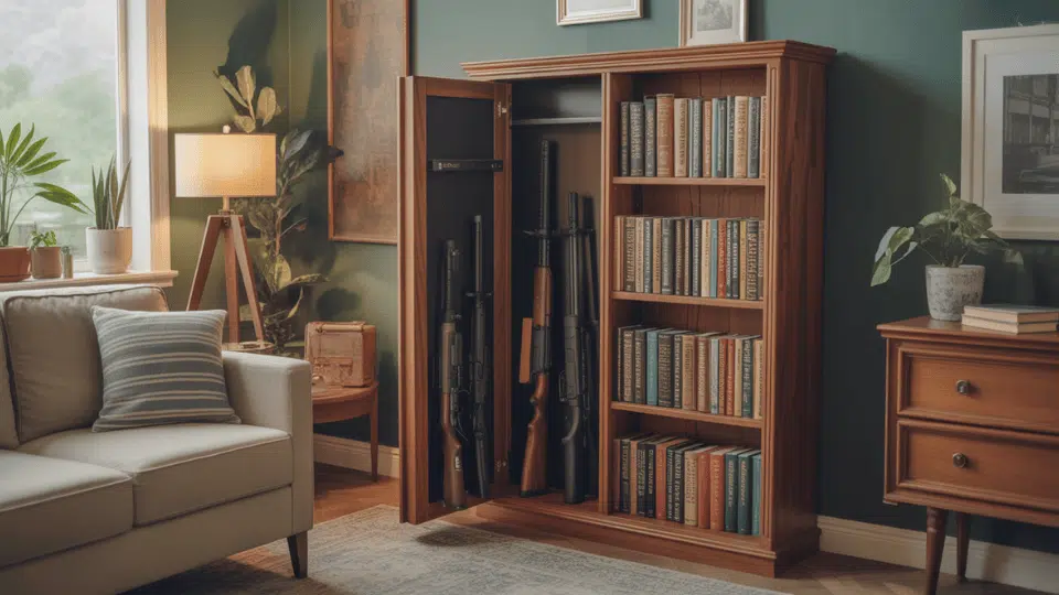 disguised gun storage in a bookshelf
