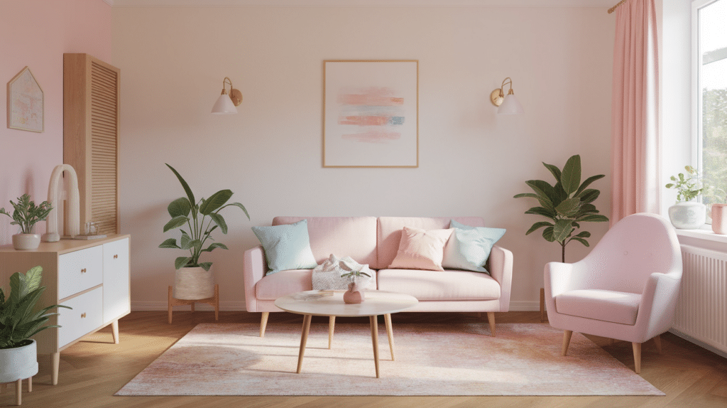 pastel soft living room