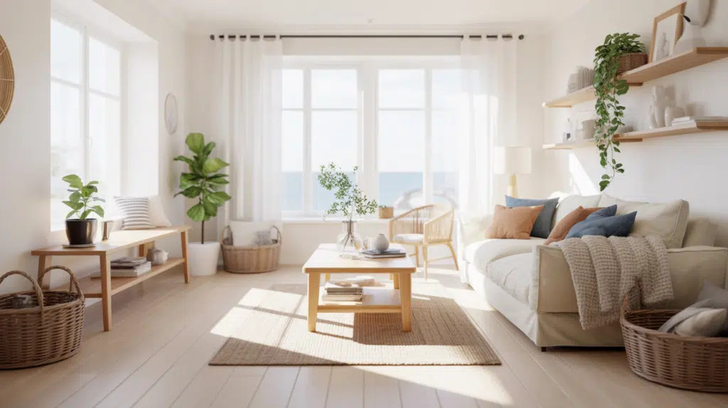 scandinavian coastal hybrid living room