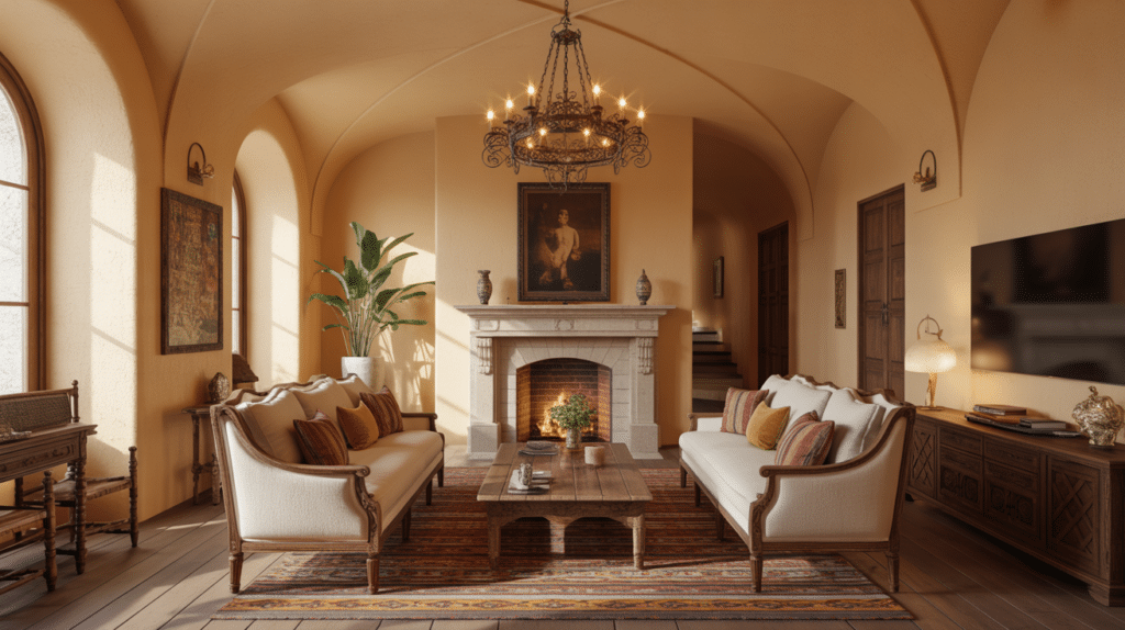 spanish revival living room
