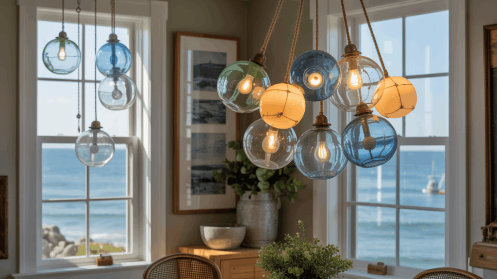 glass-buoy-chandeliers-and-vintage-fishing-floats