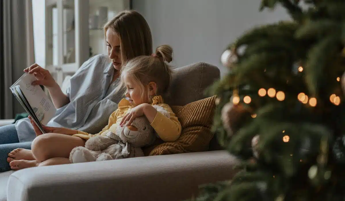 Mother and daughter reading a book