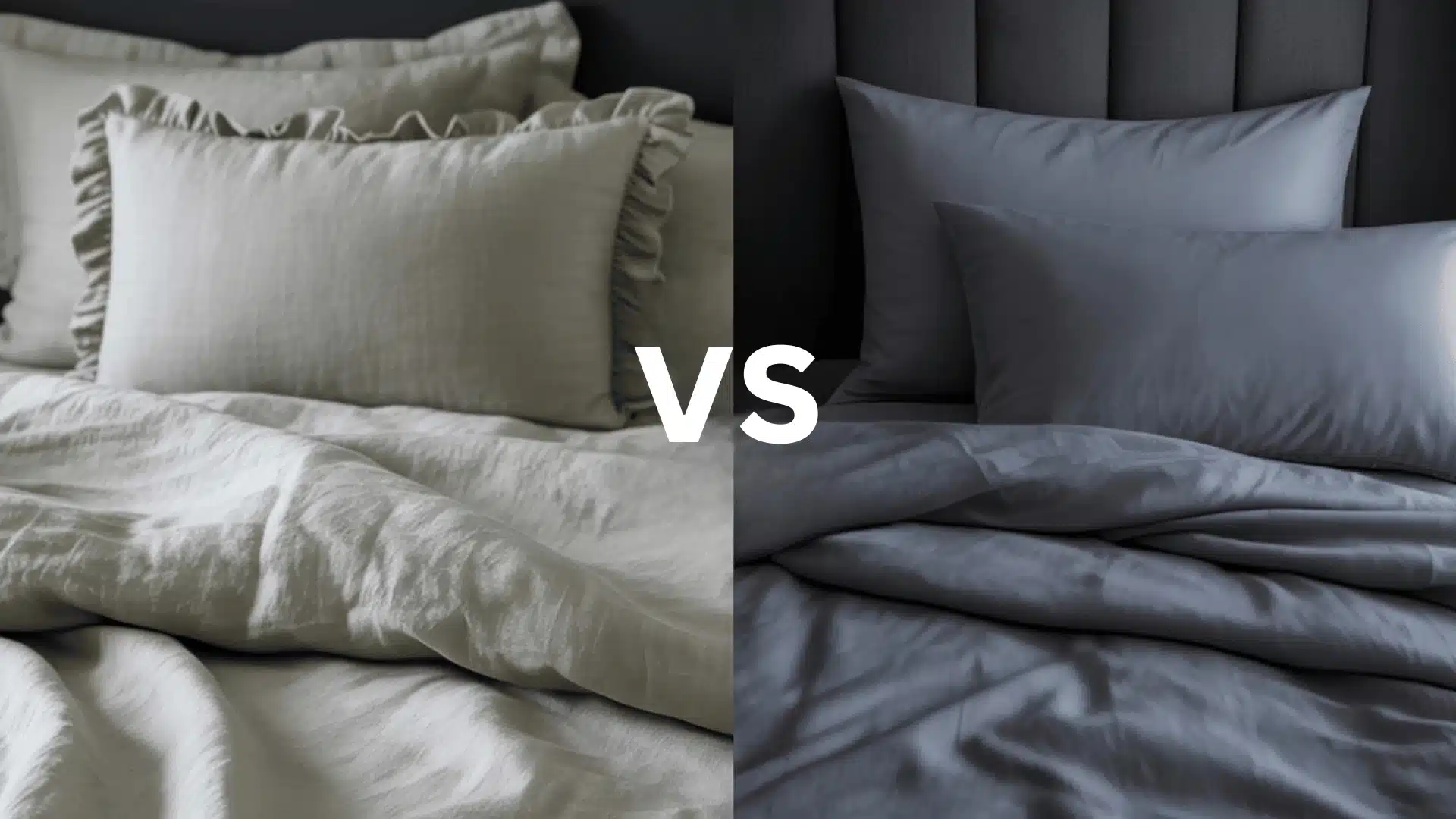 a high quality picture of two different bedsheet one in grey color and the other one is black