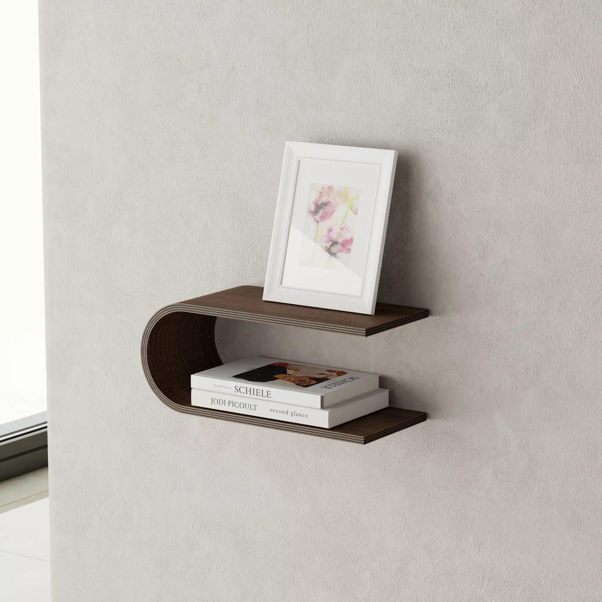 wooden floating wall shelf for bedroom 