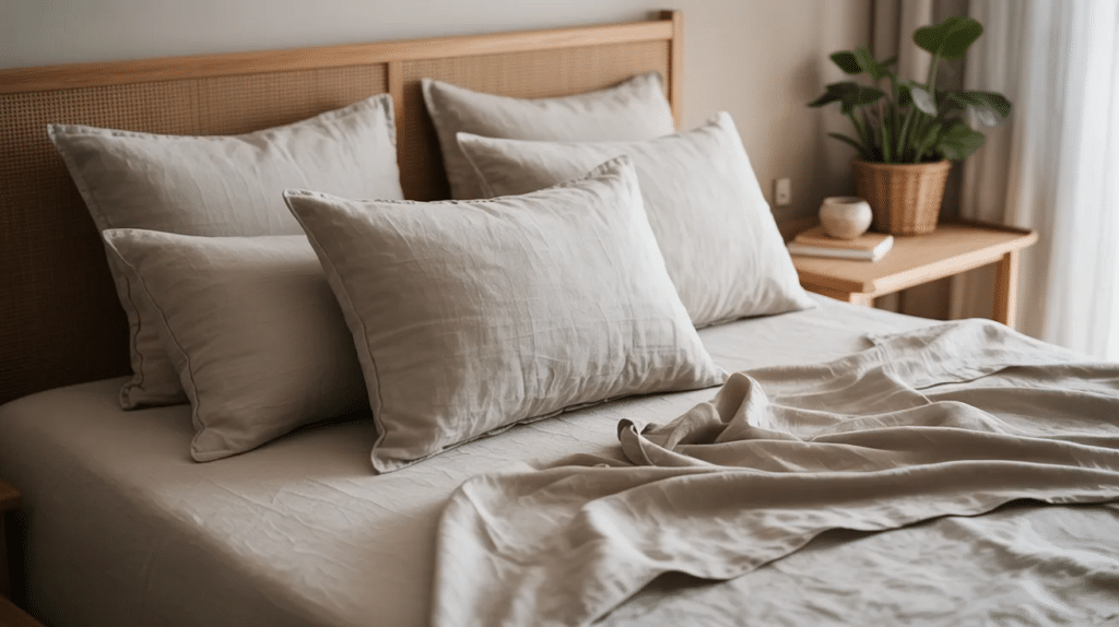 Linen bed sheet