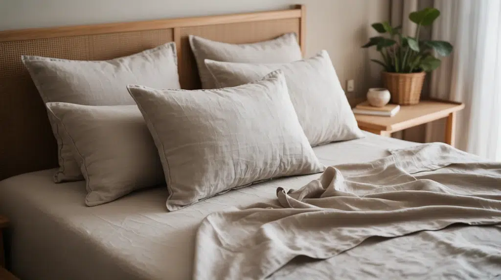 Linen bed sheet
