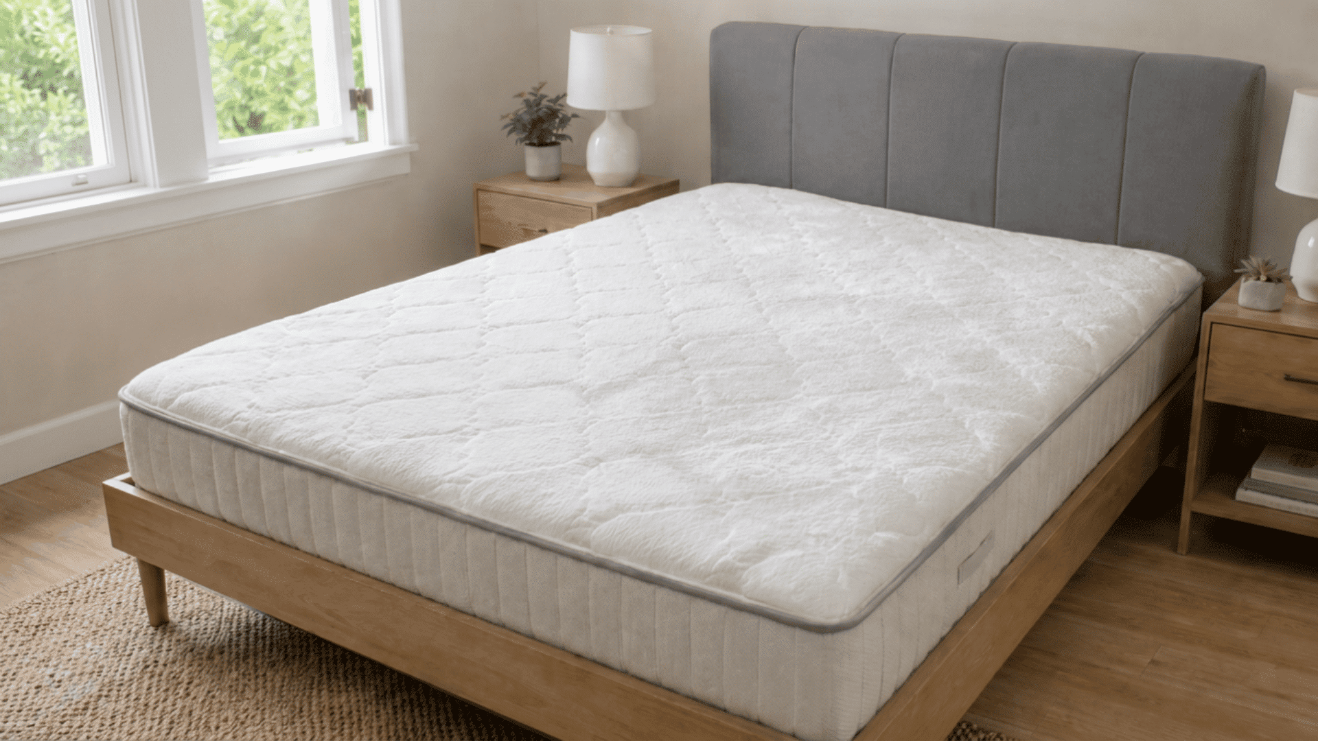 Mattress covered with baking soda left to absorb odors naturally