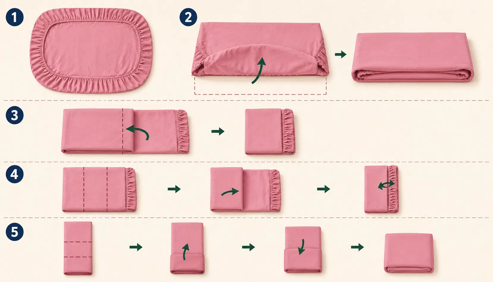 Folding a fitted sheet becomes much easier when you match the corners, control the elastic, and create a flat rectangle before making neat final folds.