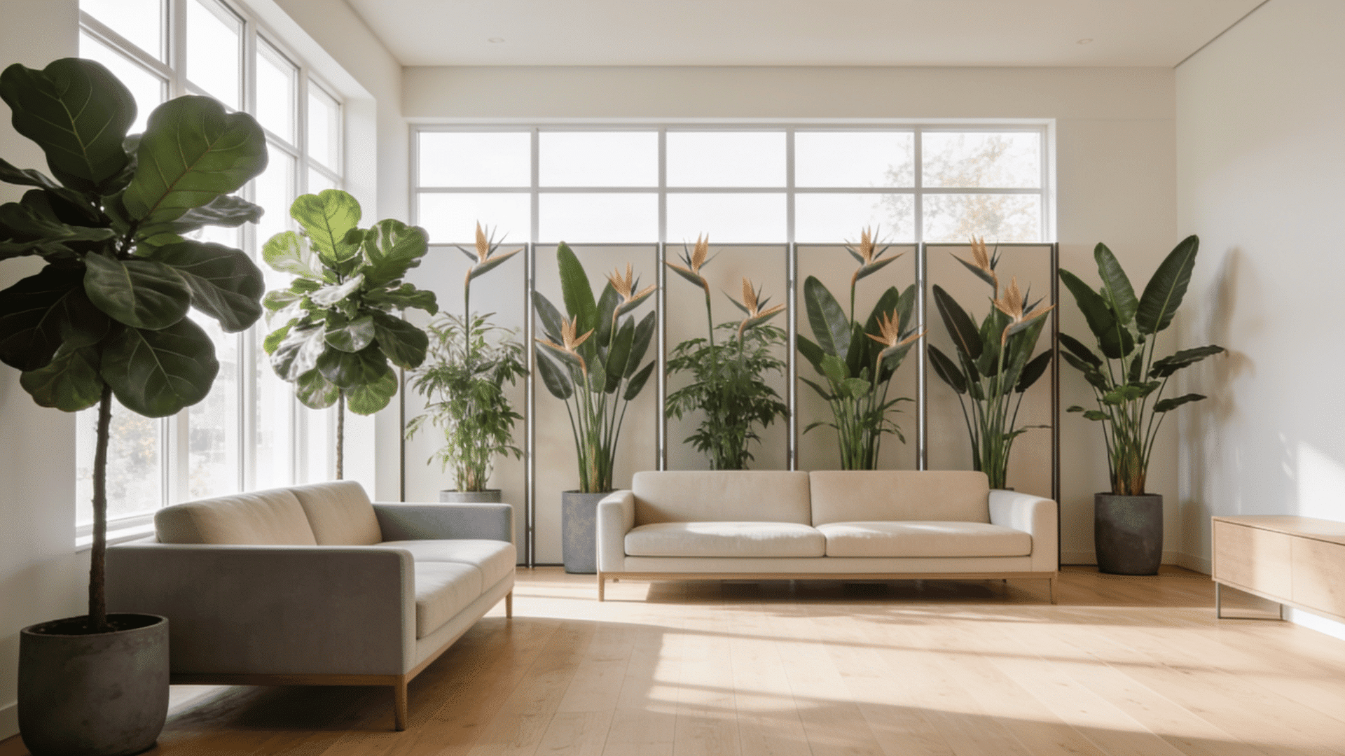 living room decorated using plants