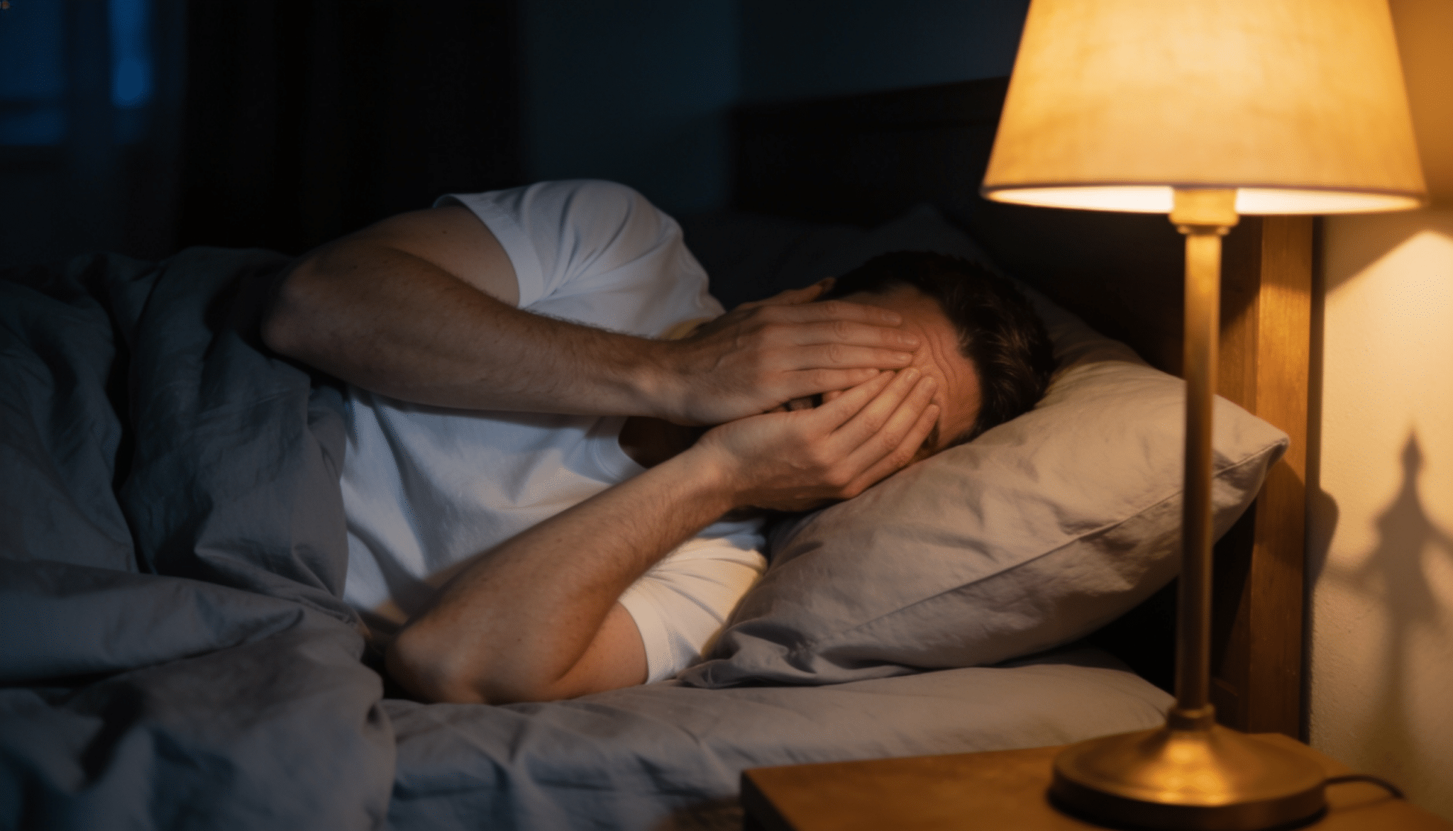 Man lying awake in bed with his face covered, showing nighttime stress, insomnia, fatigue, and <echighlighted><echighlighted><echighlighted><echighlighted>intrusive sleep</echighlighted></echighlighted></echighlighted></echighlighted> concerns.” width=”1424″ height=”1080″></p><p>It may be associated with ADHD and other sleep disorders. The sections below explain how these conditions are connected.</p><h3 id=