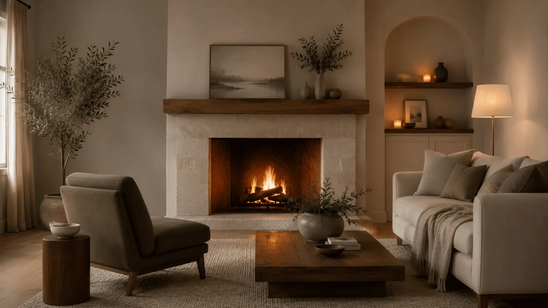 Fireplace as the focal point of a living room