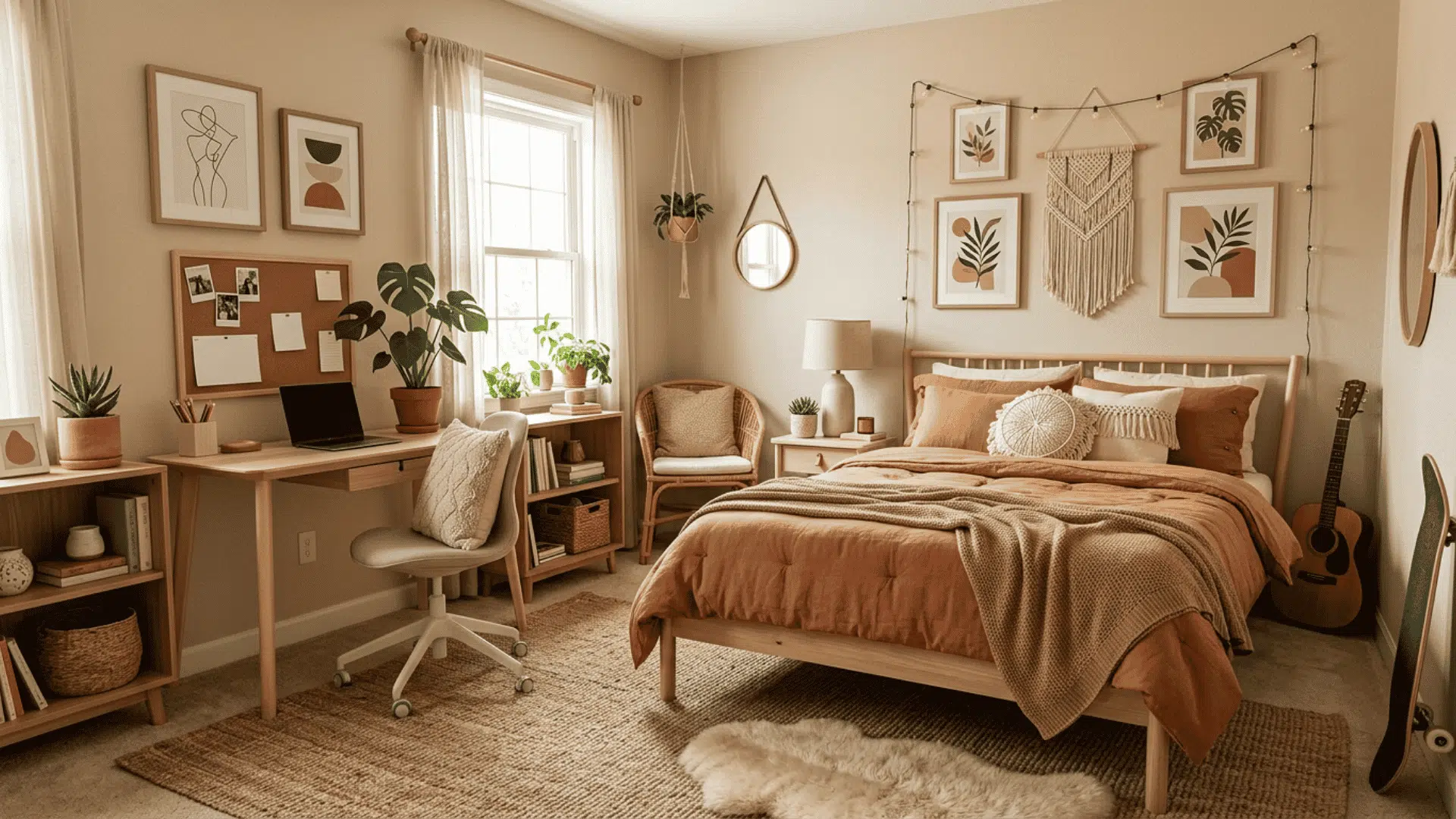 aesthetic teen bedroom with coordinated decor and personalized style