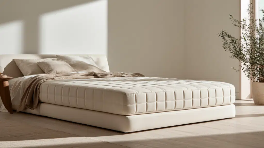 Best latex mattress in a bright modern bedroom with a supportive natural design.