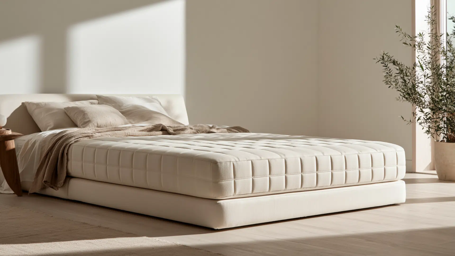 Best latex mattress in a bright modern bedroom with a supportive natural design.