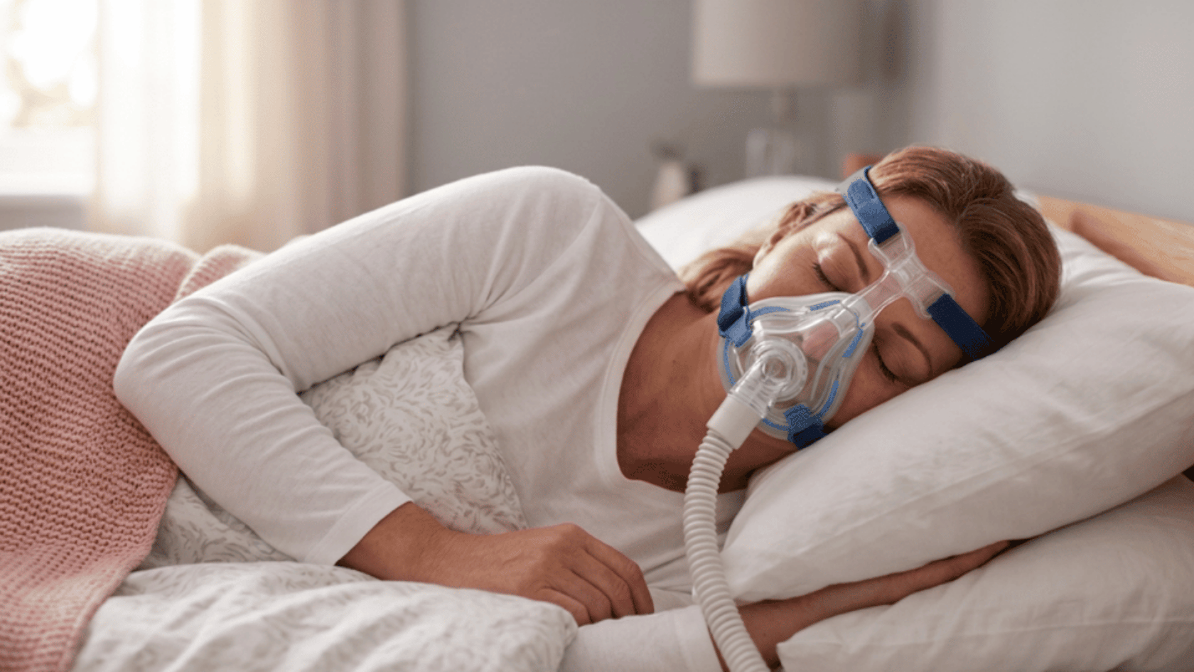person sleeping with cpap mask beside a sleep apnea mouthpiece as an alternative treatment option