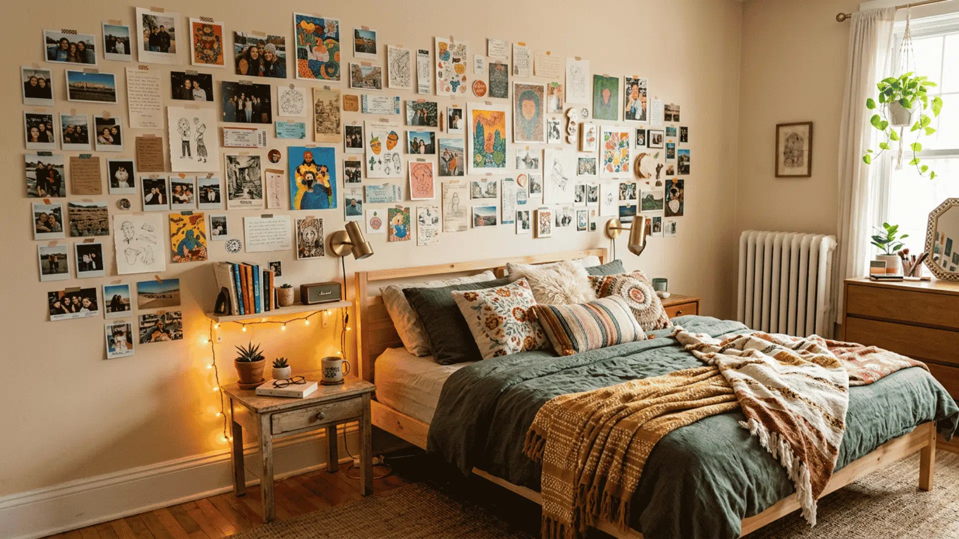 teen bedroom featuring a personalized gallery wall with photos and artwork